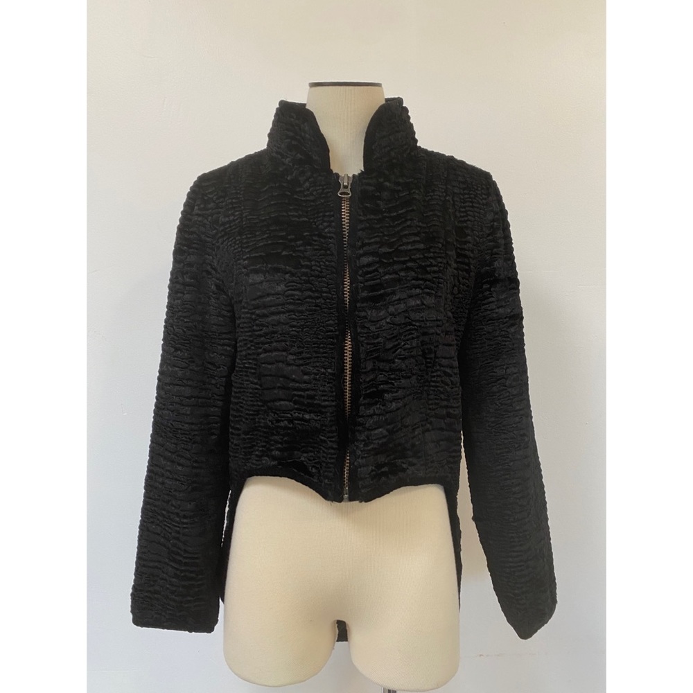 Unreal Fur Tuxedo Cut Curly Lamb Style Coat